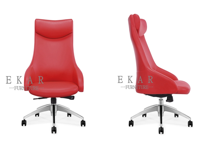 Latest Designs Head Support Red Leather Chair Office Furniture