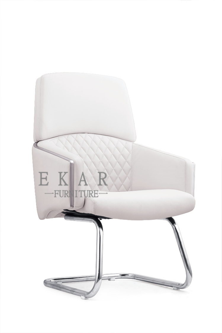 New Designs Staff Reddish Brown/White Leather Conference Chair