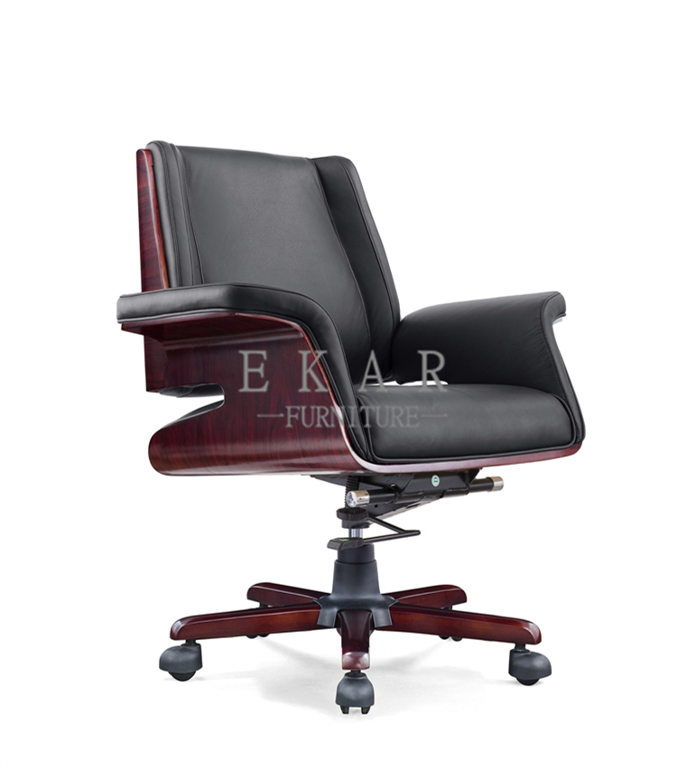 Unique Designs Executive Wooden Leather Recliner Office Chair