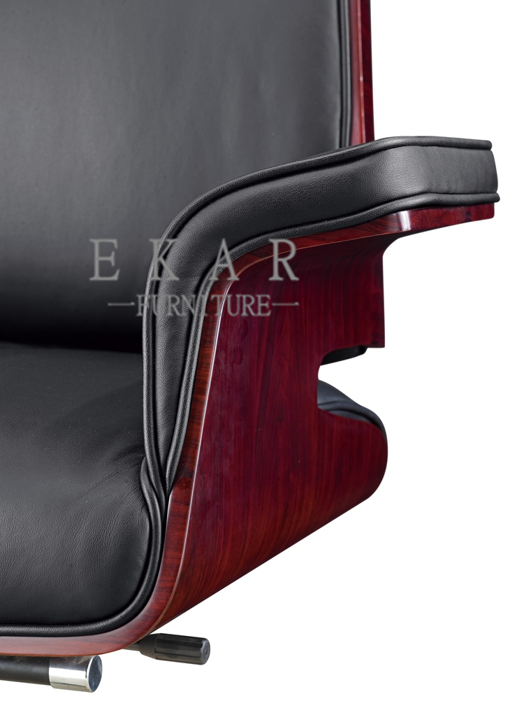 Unique Designs Executive Wooden Leather Recliner Office Chair