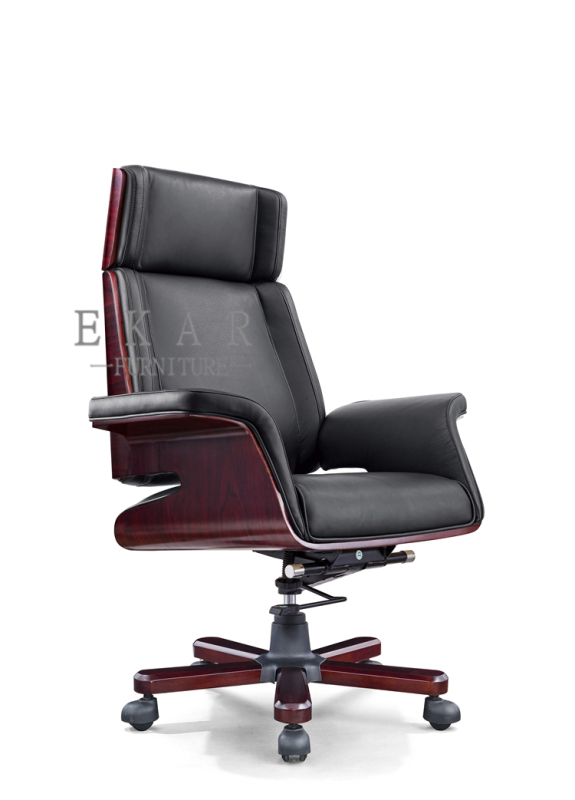 Unique Designs Executive Wooden Leather Recliner Office Chair