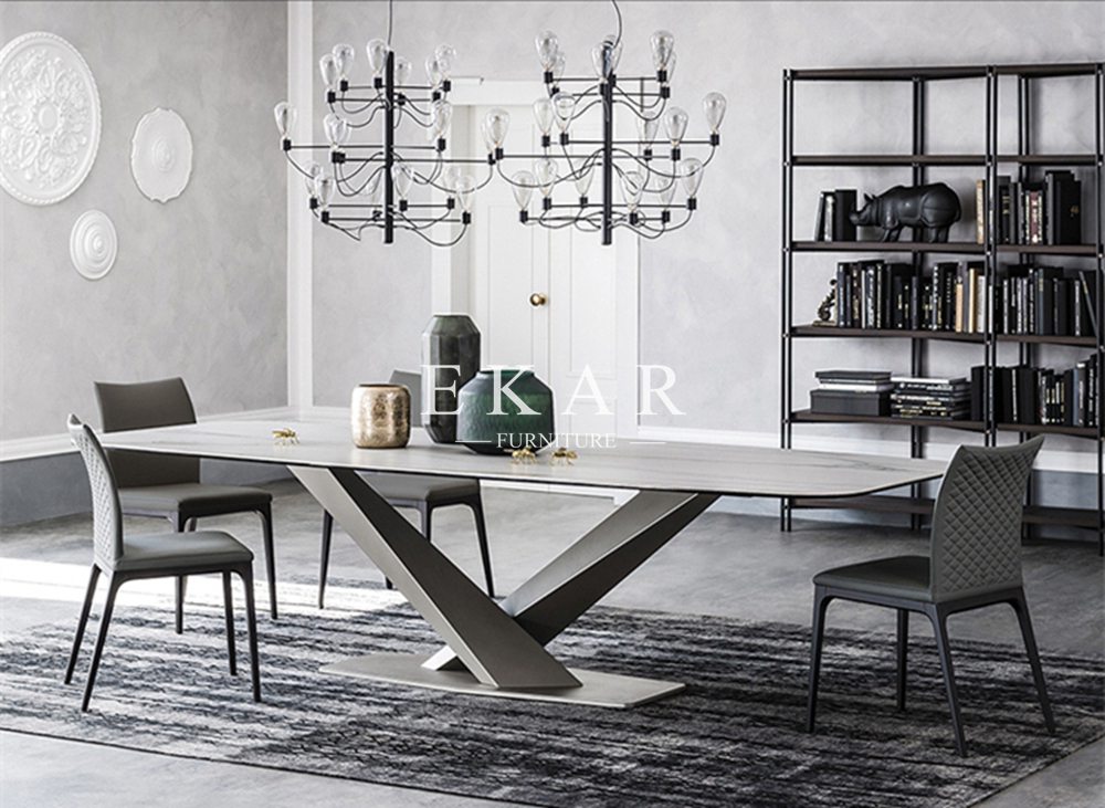 European Style Rectangle Marble Dining Table Ekar Furniture