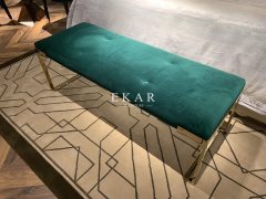 Metal Frame Velvet Upholstery Bedroom Ottoman