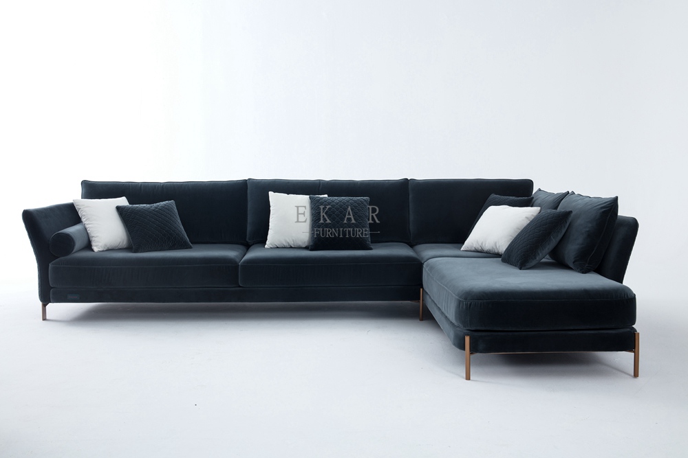 L Shaped Stainless Steel Frame Modern Fabric Sofa