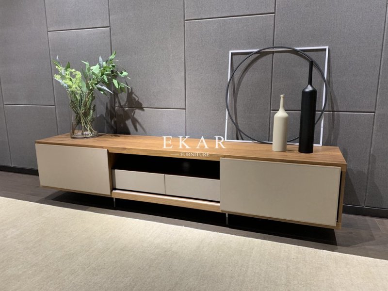 Sliding Door Living Room Metal Frame Modern TV Stand