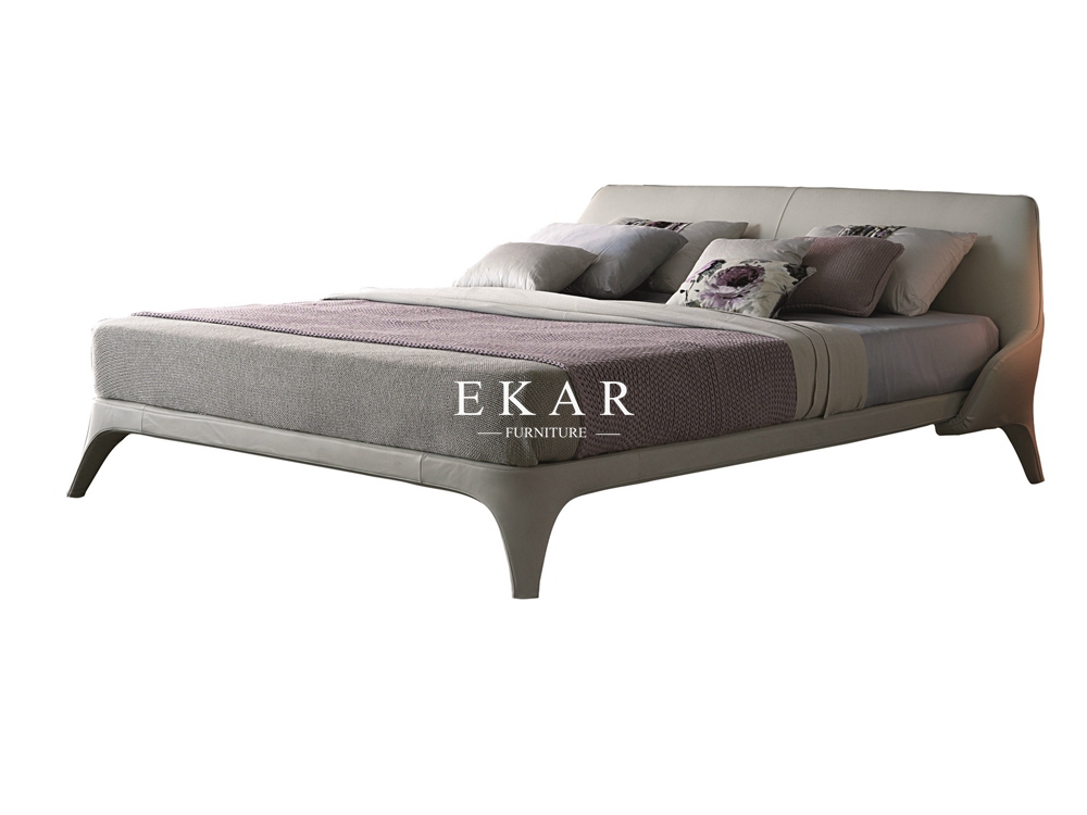 Grey Leather Bed Frame King Bed for Sale