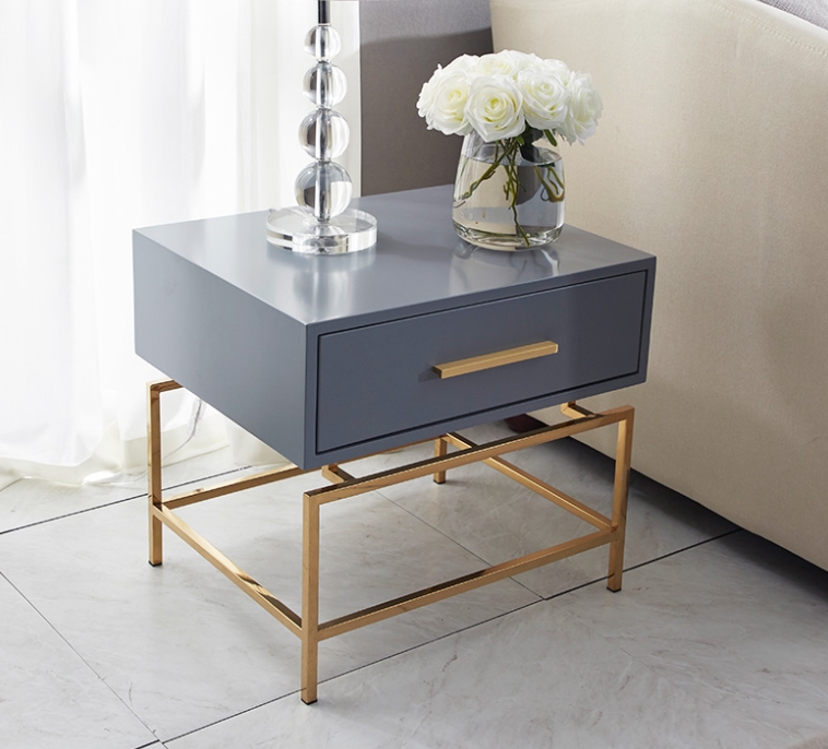 Gray metal frame nightstand