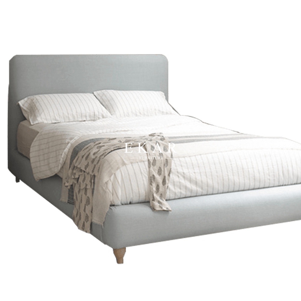 Single Modern Design Wooden Legs Fabric Upholstered Bed