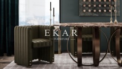 Modern Stylish Metal Round Base Long Dining Table