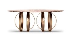 Modern Stylish Metal Round Base Long Dining Table