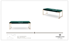 Metal Frame Velvet Upholstery Bedroom Ottoman