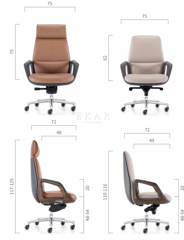 EKAR FURNITURE light luxury leather high back office chair - professional office partner