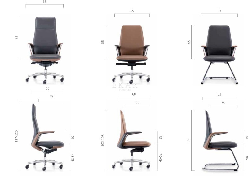 EKAR FURNITURE Light Luxury Leather High Back Office Chair - An Elegant Choice for Efficient Work