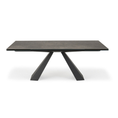 Modern Italy new material ceramic porcelain tile top dining table with metal base