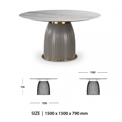 Italian Luxury Dining Room Furniture Stainless Steel Base Dinner Table Modern Round Ceramic or Marble Top Dinning Table Set