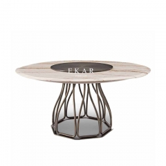 Luxury Round Dining Room Furniture Marble Top Rotating Dining Table