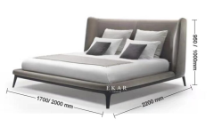 Fabric Cushion Headboard Latest Design Wooden Bed Model