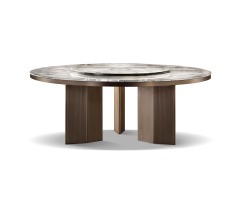 New Fashion round nature marble stainless steel base Dining table set