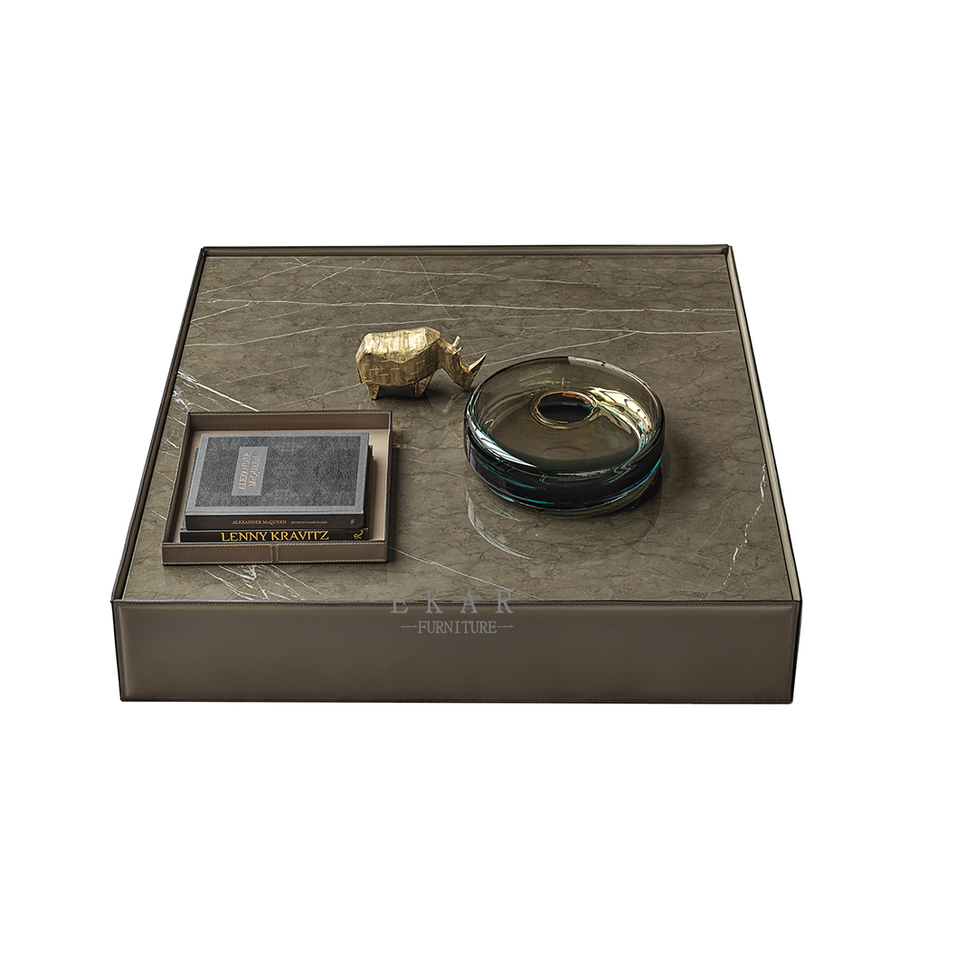 Luxury living square coffee table modern furniture marble square side table