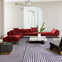 Nhà thiết kế Bắc Âu chất lượng cao sofa hình chữ L sofa da đỏ bộ ghế sofa phòng khách