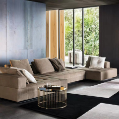 Modular design L shaped modern couch living room furniture velvet luxury Italian sectional sofa set
