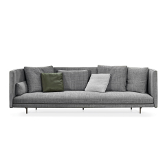 Modern Metal Frame Leather Tufted Sofa