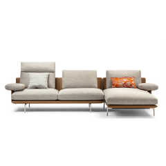 Sofa góc thiết kế kiểu Ý hình chữ L bằng da hiện đại