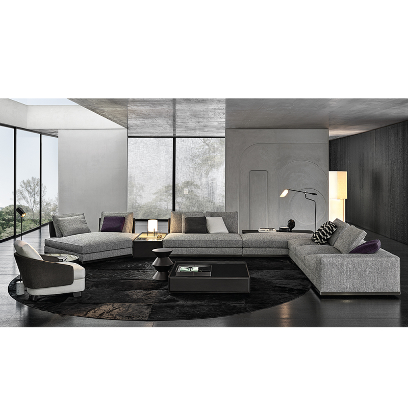 Preforming metal covered with hard-leather backrest sofa