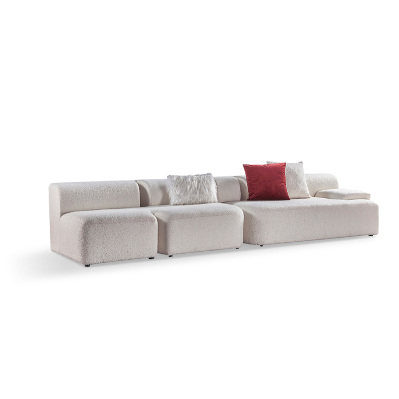 New design couch living room furniture lamb cashmere fabric sofas modern modular 3 seater corner sectional sofa