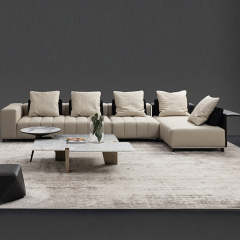 Hot Sale Luxury Design Italian Style Living Room Furniture Genuine Leather Sectional Sofa Freely Combined Modular Sofa Set
