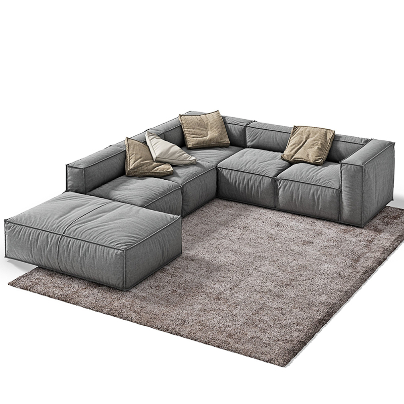 Sofa văng góc chữ U bọc nệm hiện đại