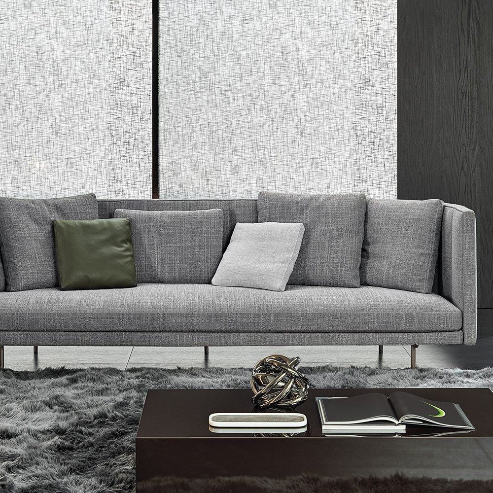 Modern Metal Frame Leather Tufted Sofa