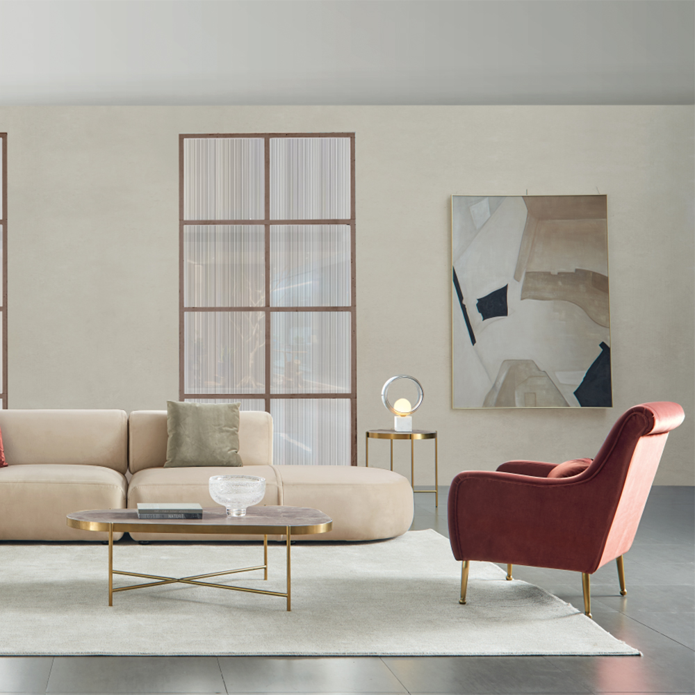 Italian Furniture Corner Sofa L Shape Sofa Light Luxury Style Living Room Sofas