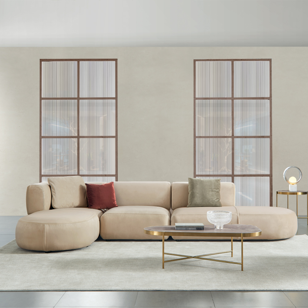 Italian Furniture Corner Sofa L Shape Sofa Light Luxury Style Living Room Sofas