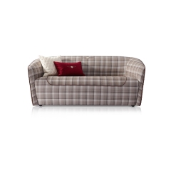 Modern two-seater plaid fabric living room sofa