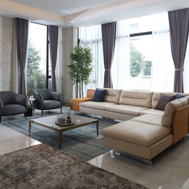 Ghế sofa hình chữ L bằng da thiết kế đương đại kiểu Ý