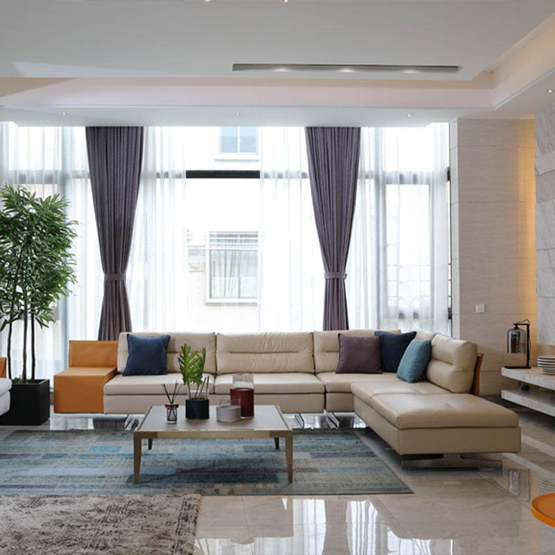 Ghế sofa hình chữ L bằng da thiết kế đương đại kiểu Ý