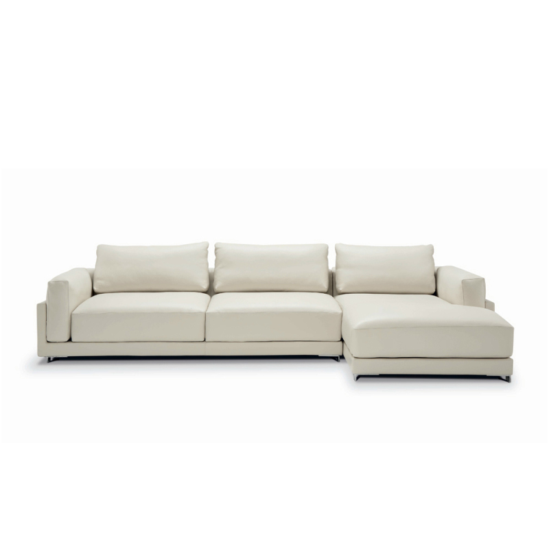 Elegant Italian Leather Sofa Cream Couch Set
