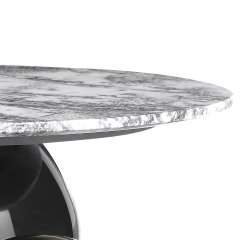 Stainless steel ball marble top round coffee table