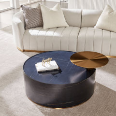 Luxury home furniture golden stainless steel round table side table for modern living room