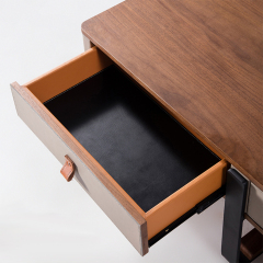 Modern 2-Drawer Wood Top Metal Frame Coffee Table