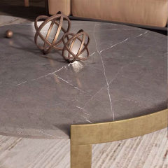 Metal Frame Round Marble Top Coffee Table Set