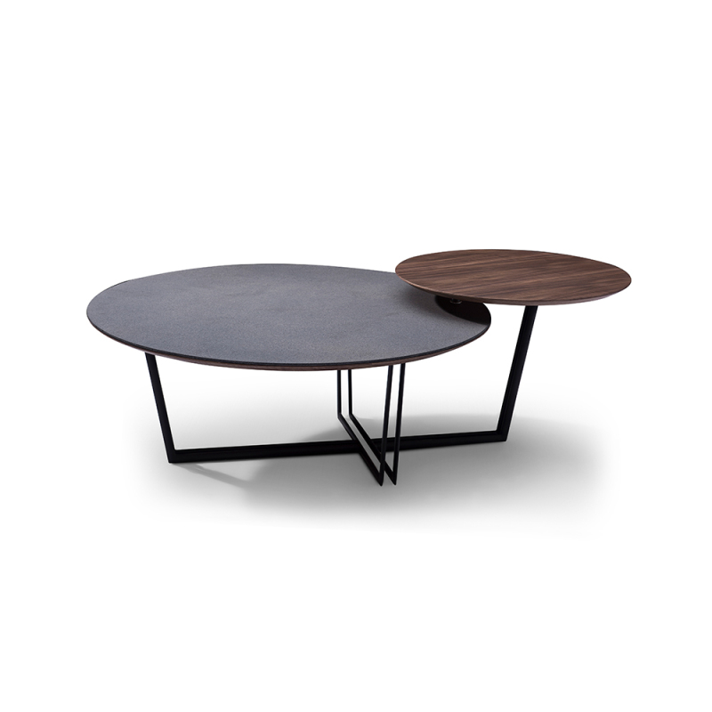 Metal Round Coffee Table with Side Table