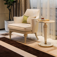 Elegant Round Marble White Side Table