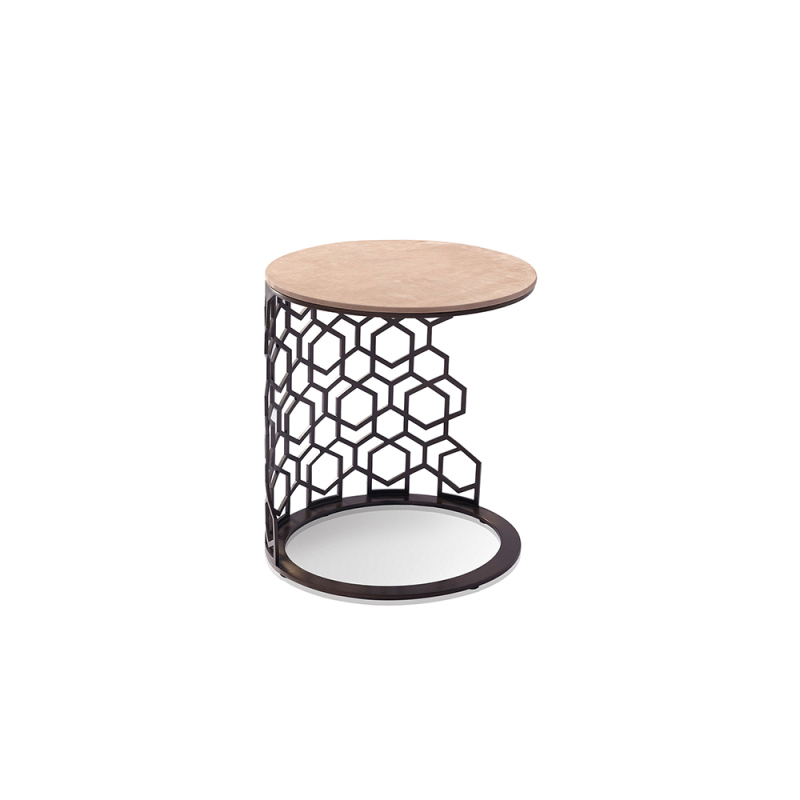 Modern round hardware brushed bronze corner table