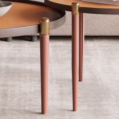 Metal Legs Round Leather Living Room Corner Table
