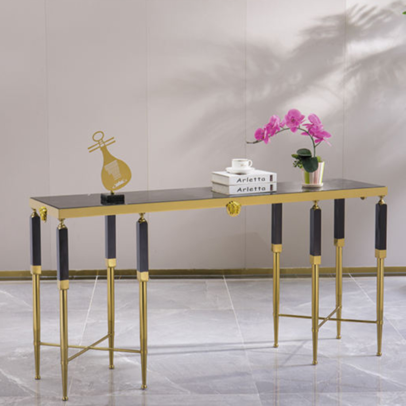 Contemporary Gold Metal Marble Top Corner Table