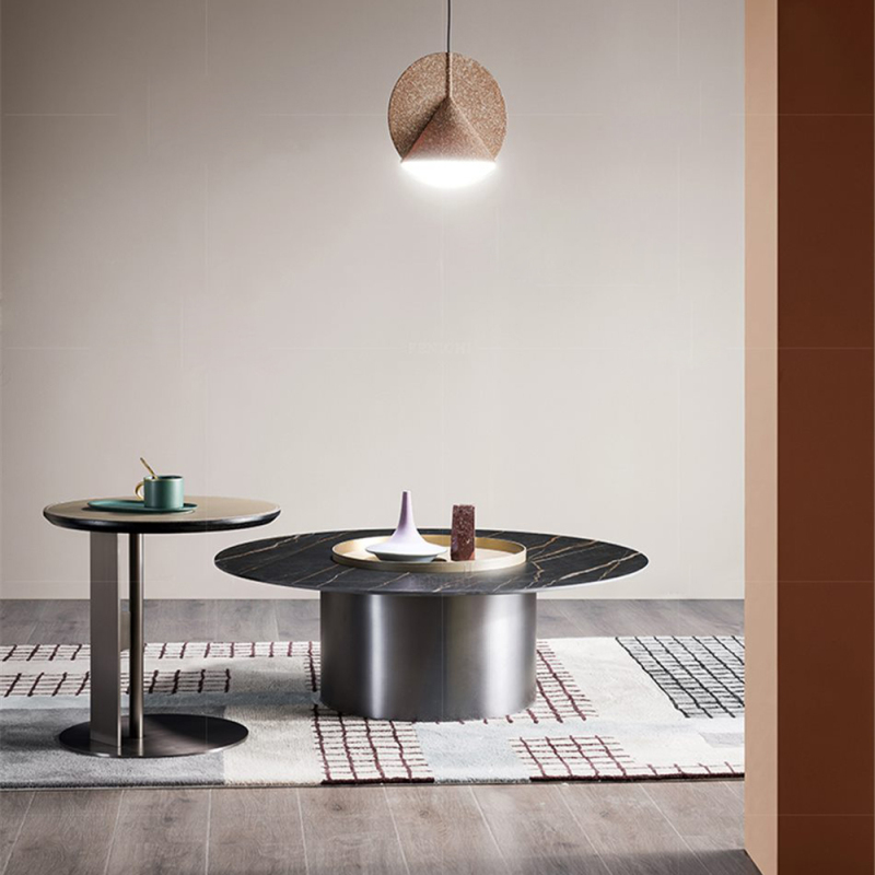 Ekar New Arrival Small Round Single Stand Ceramics Top Coffee Table