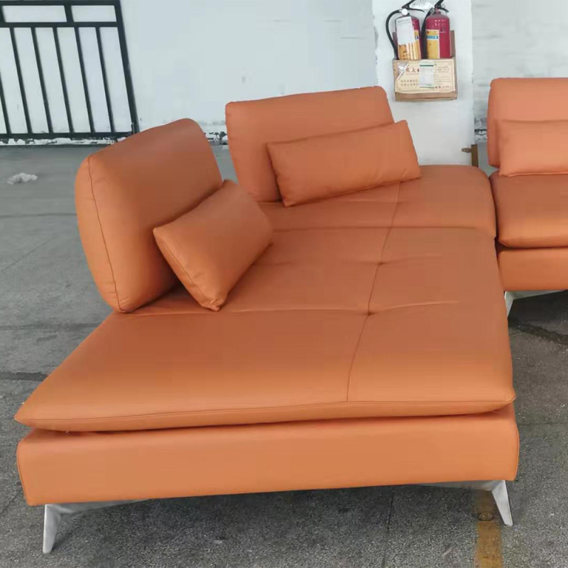 Cơ sở kim loại hiện đại tùy chỉnh Bộ ghế sofa da thật