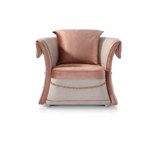 Orange Veneer Elegant Modern Design Chaise Lounge